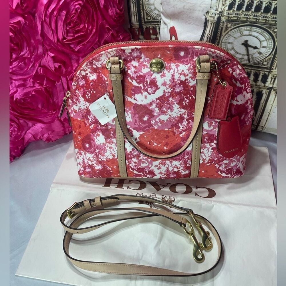 Coach Peyton Floral Cora Domed Shoulder Bag Satchel - Picture 2 of 10